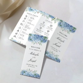 Volante del programa de bodas triples Hidrangea Az