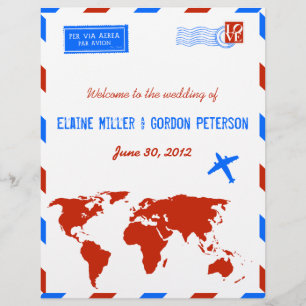 Volante del programa de bodas Vintage Air Mail