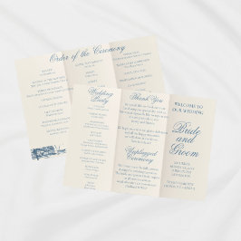 Volante del programa Dusty Blue Tri-Fold Wedding
