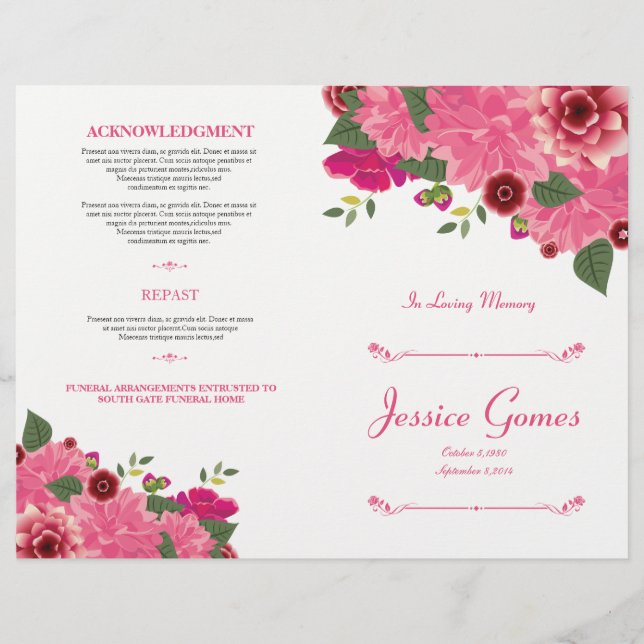 Volante del Programa Funeral de Orden de Servicio (Anverso)