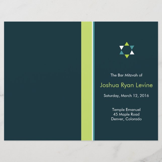 Volante del programa Mitzvah Star Bar moderno (Anverso)