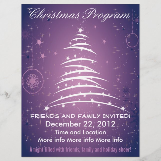 Volante del programa Navidades púrpura del árbol d (Frente)
