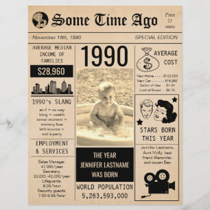 Volante del Viejo Periódico de Cumpleaños 1990