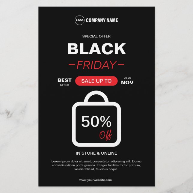 Volante editable Personalizado de Black Friday (Frente)