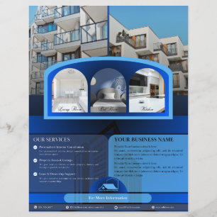 Volante Elegante Azul Para Agentes Inmobiliarios