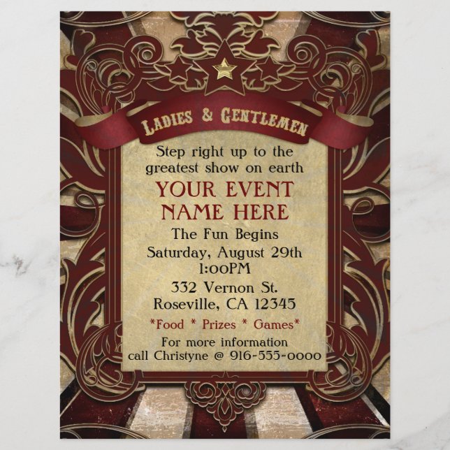 Volante elegante de eventos de circo de carnaval d (Frente)