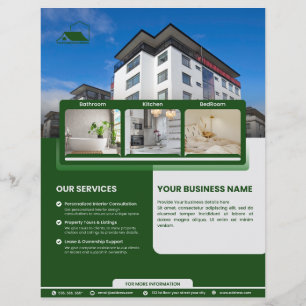 Volante Elegante Verde Para Agentes Inmobiliarios