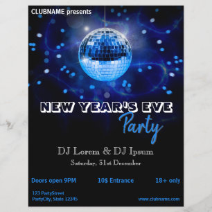 Volante Fiesta de baile de disco azul de Año Nuevo