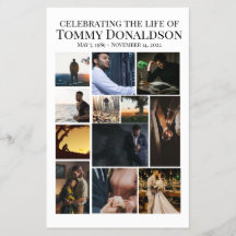 Volante funeral de 12 Collages de fotos