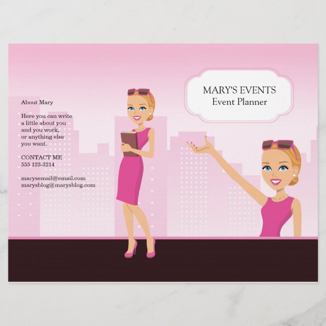 Volante ilustrado femenino - Desplegado (lo doblas (Frente)