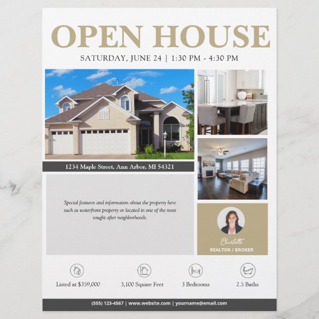 Volante inmobiliario Open House Gold (Frente)
