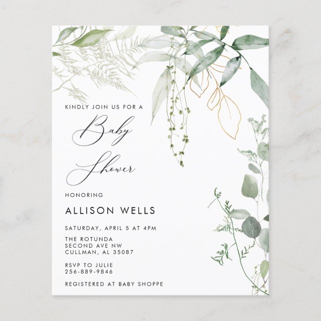 Volante moderno de invitaciones de Baby Shower (Frente)