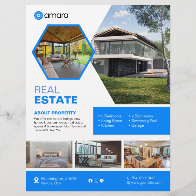 Volante Personalizado de propiedades inmobiliarias (Frente)