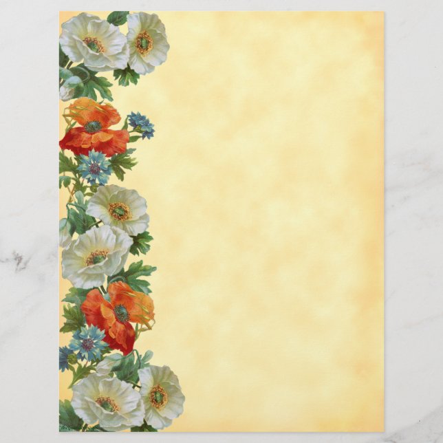 Volante Personalizado Floral de amapola y cornflow (Frente)