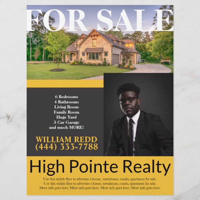 Volante Profesional De Bienes Raíces En Venta (Frente)