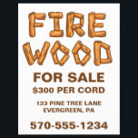 Volante Profesional De Madera De Fuego Para Person<br><div class="desc">Promociona tu negocio de leña con este folleto fácil de personalizar. Este audaz volante llamativo tiene el mensaje FIRE WOOD FOR SALE con las palabras FIRE WOOD en letras de troncos de madera. El resto del texto de este volante se puede personalizar fácilmente con su propia información.</div>
