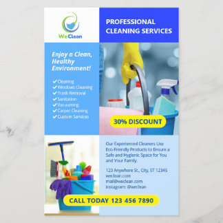 Volante profesional de servicios de limpieza