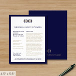 Volante promocional con logotipo azul marino y oro<br><div class="desc">Una sencilla plantilla personalizado de volante de negocios azul marino y oro en un estilo minimalista moderno que se puede actualizar fácilmente con el logotipo de su empresa, los detalles de contacto y el texto del folleto personalizado. Ideal para productos de marketing, servicios, promociones, precios de eventos y más. Perfecto...</div>