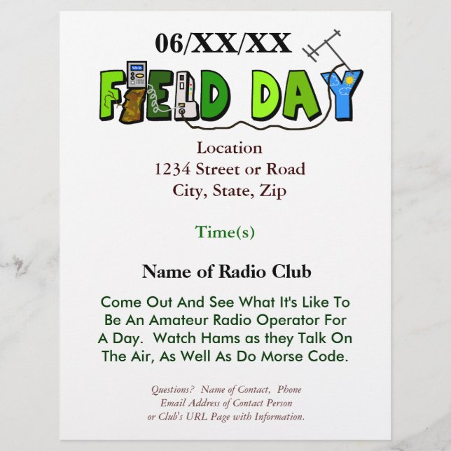 Volante promocional de Radio Ham de Field Day (Frente)