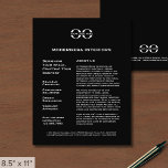 Volante promocional negro con logotipo<br><div class="desc">Una sencilla plantilla de volante de negocios negro personalizado en un estilo minimalista moderno que se puede actualizar fácilmente con el logotipo de su empresa, los detalles de contacto y el texto del folleto personalizado. Ideal para productos de marketing, servicios, promociones, precios de eventos y más. Perfecto para los profesionales...</div>