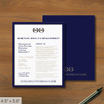Volante promocional profesional con logotipo<br><div class="desc">Una sencilla plantilla personalizado de volante de negocios azul marino y oro en un estilo minimalista moderno que se puede actualizar fácilmente con el logotipo de su empresa, los detalles de contacto y el texto del folleto personalizado. Ideal para productos de marketing, servicios, promociones, precios de eventos y más. Perfecto...</div>