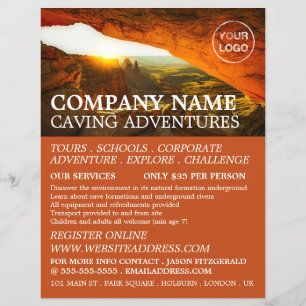 Volante publicitario Cave, Caving Adventure