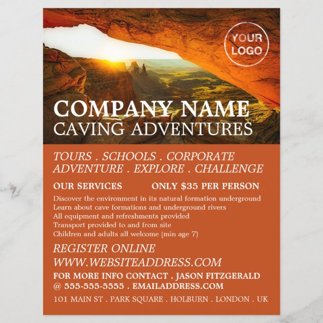 Volante publicitario Cave, Caving Adventure (Frente)