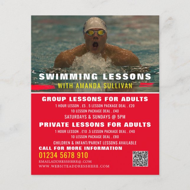 Volante publicitario de clases de natación (Frente)