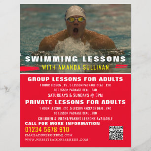 Volante publicitario de clases de natación