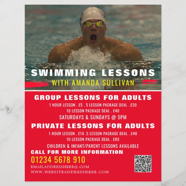 Volante publicitario de clases de natación (Frente)