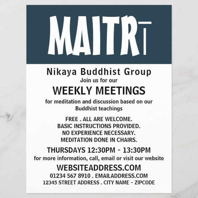 Volante publicitario de grupo budista moderno en n (Frente)