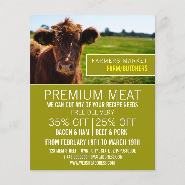 Volante publicitario para ganado marrón, granjero  (Frente)