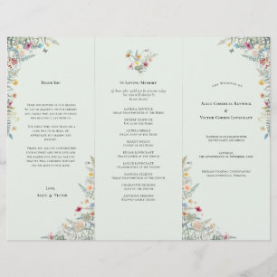 Volante simple del programa de boda verde de la Fá