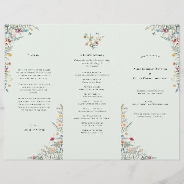 Volante simple del programa de boda verde de la Fá (Anverso)