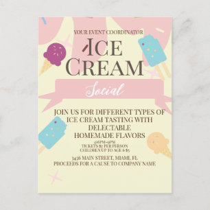 Volantes de Invitación Social de Cono de Helado Am
