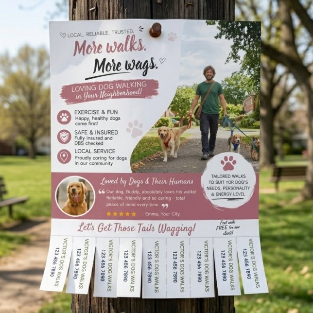 Volantes de negocios de cuidadores de mascotas par (Dog Walking Business Flyers )