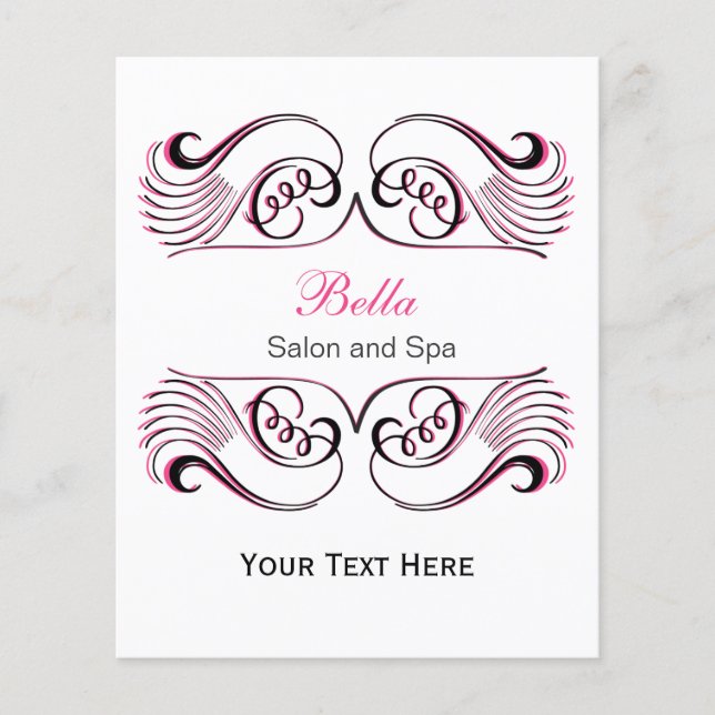 Volantes de negocios de Moda rosa, negra y blanca (Frente)