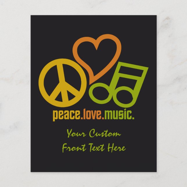 Volantes de personalizados de Peace Love Music (Frente)