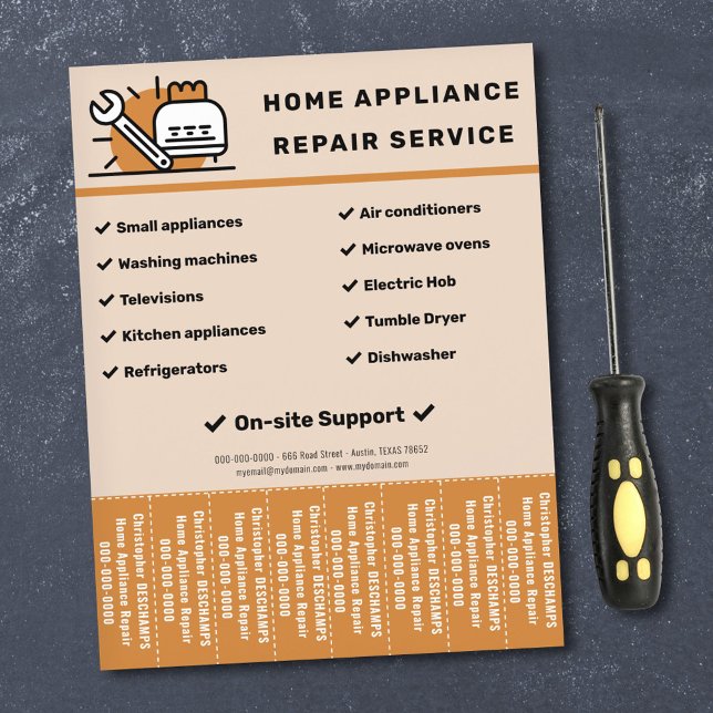 Volantes de Tirar Tiras para Reparaciones de Elect (Home Appliances Repairs Tear Off Strips Flyer)