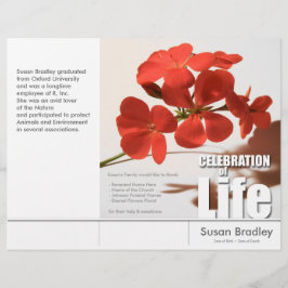 Volantes del programa Tri-Fold Geranium Memorial S