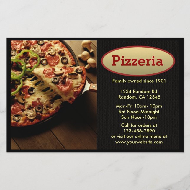 Volantes profesionales del personalizable Pizzeria (Frente)