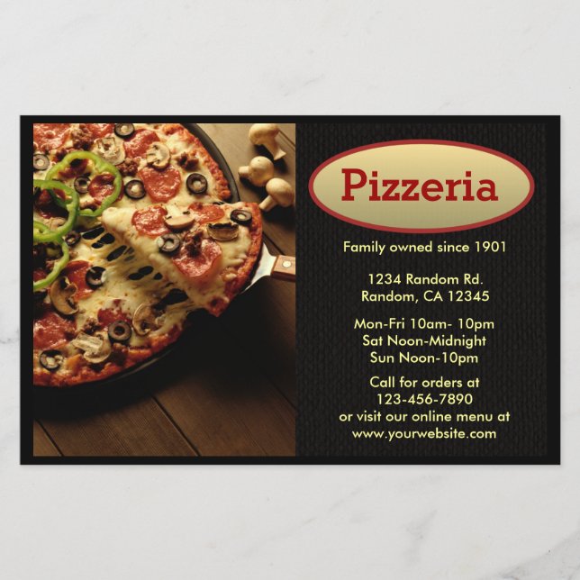 Volantes profesionales del personalizable Pizzeria (Frente)