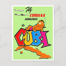 Volar a Cuba con tarjeta postal de viaje
