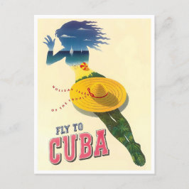 Volar a Cuba con tarjeta postal de viaje