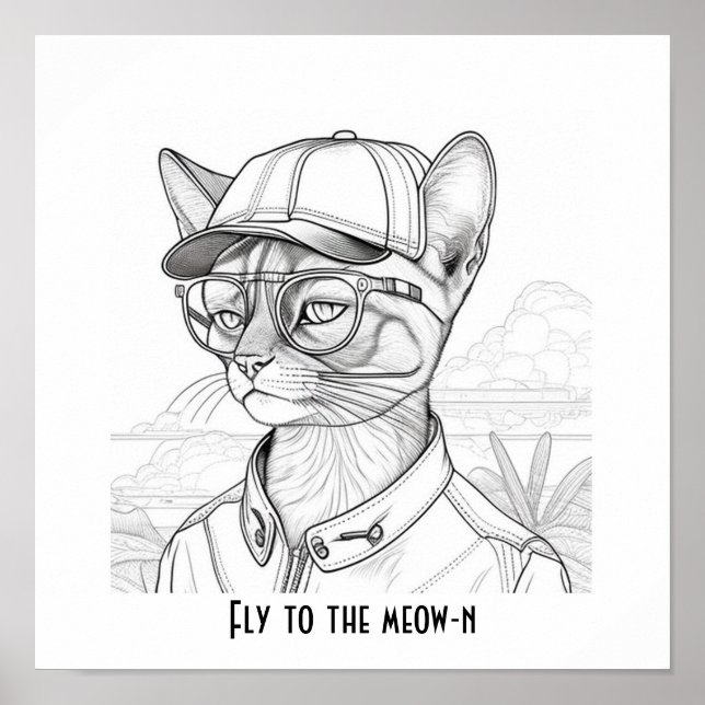 Volar al arte del gato abisano de meow-n (Frente)