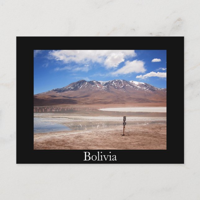 Volcán en el altiplano paisaje postal negro (Anverso)