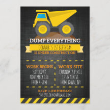 Volcar todo la construcción cumpleaños invitación