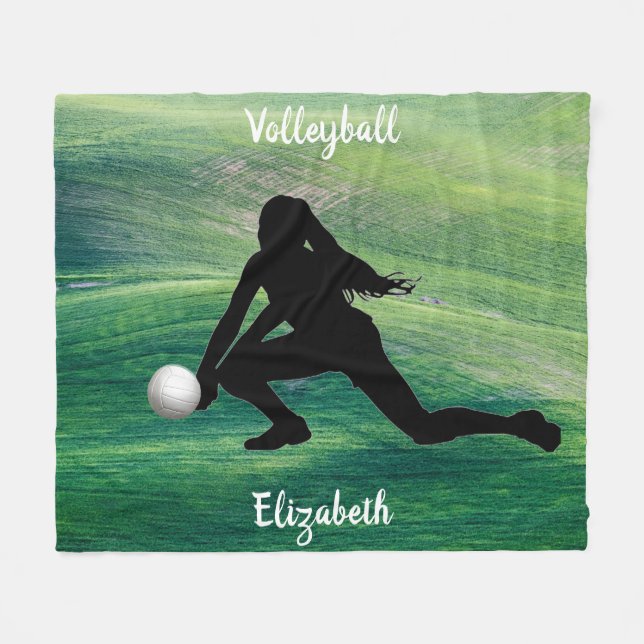 Voleibol chica en una manta de gala verde (Frente (Horizontal))