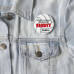 Voleibol de Varsity Rojo Botón de Espíritu Persona