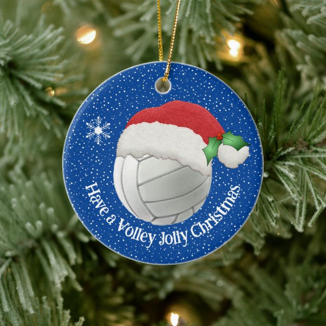 Voleibol en el ornamento de diseño de Santa Hat (Árbol)
